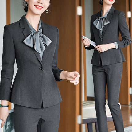 High-end professional suit women's spring and autumn fashion hotel front desk work clothes property customer service bank cashier work clothes