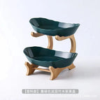 Double-layer fruit plate-dark green [plastic type]