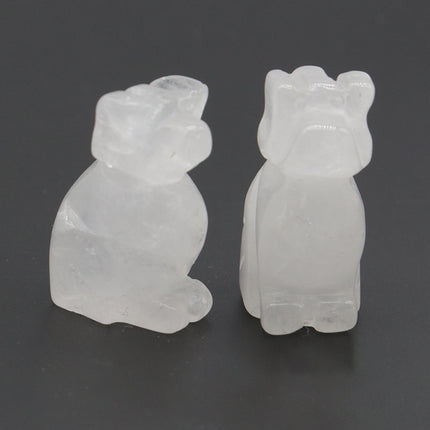 1in Puppy Crystal Agate Stone Mini Carved Small Animal Semi-Precious Stone Crafts Dog Small Ornaments