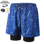 Blue monkey head 001-6 men's swimming trunks plus three-piece suit / 2XL-120-130