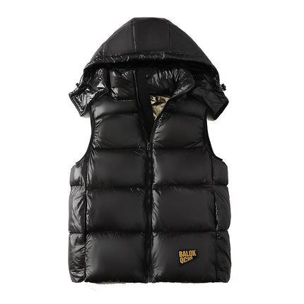 Black gold vest men's winter thickened cold-proof outer wear down cotton vest loose plus size coat one-piece delivery