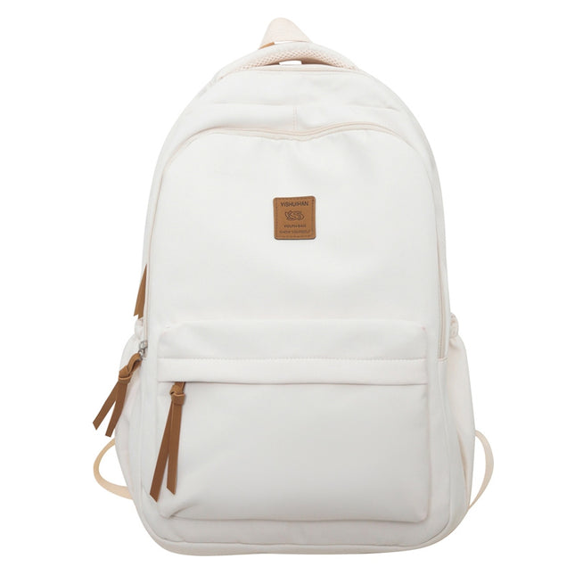 Solid Color Simple Couple's Schoolbag Large Capacity Fashionable All-match Personality Niche Backpack Travel Class Tutoring Backpack