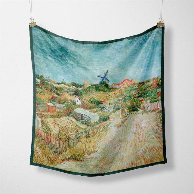 53cm New Van Gogh Oil Painting Series Montmartre Vegetable Garden Twill Decorative Small Square Scarf Scarf Scarf