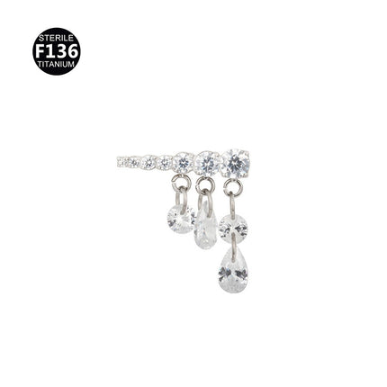 New pendant lip nail 0.9 teeth F136 titanium alloy moon lightning cone lip nail ear bone nail tragus 5A zircon