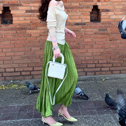 Spring Fantasy Whitening and Dyeing Handmade Pleated Smart Elegant Pleated Skirt for Women