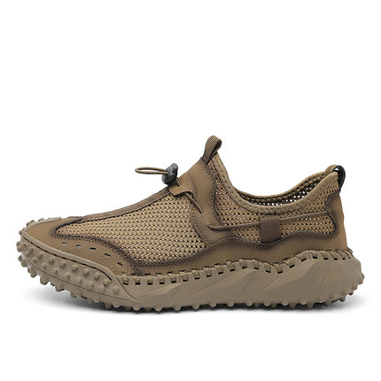 Cross-Border Hot-Selling Summer New Products Hand-Stitched Mesh Shoes Hollow Breathable Casual Men's Outdoor Hiking Shoes River Tracing Shoes
