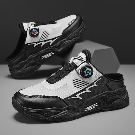 2025 Summer New Style Mesh Breathable sneaker Korean Style Half-support Trendy Men's Shoes Thick Sole Non-slip Casual Running Shoes