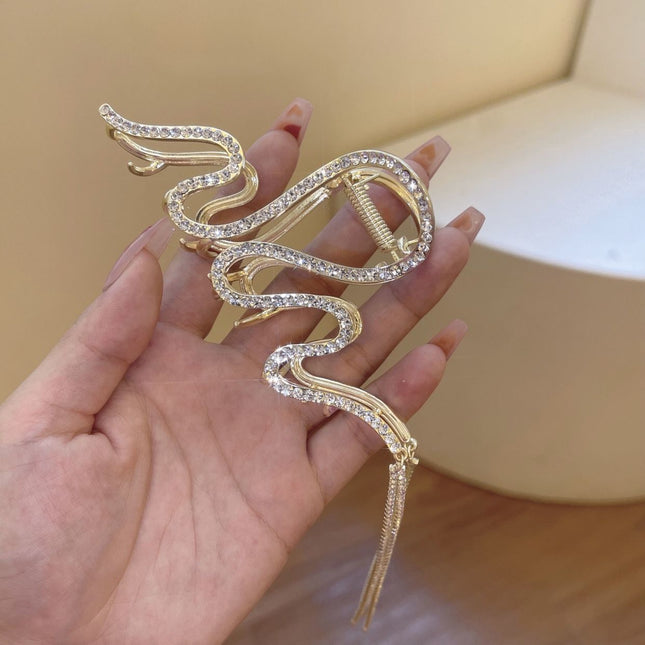 Wheat Spike Hair Clip, Chinese Style, Han Element, Tassel Updo Hair Clip, Large Size Shark Clip for Thick Hair, Snake-Shaped Hair Clip for Stray Hair