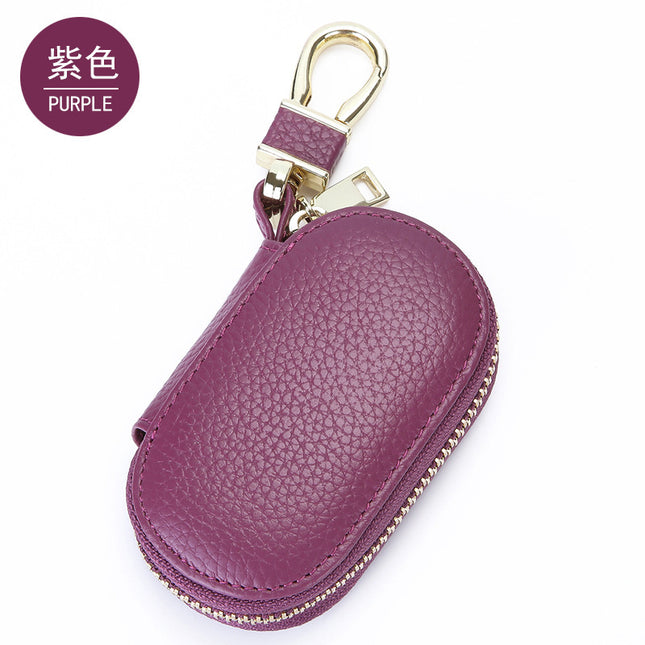 The first layer of cowhide new 2024 litchi pattern can be factory direct sales key set model GM key case