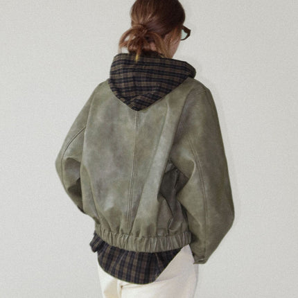 Letm Retro Classic' Scandinavian Autum Light Hooded Plaid Cotton Shirt Jacket for Women