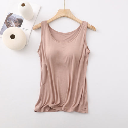 Modal with chest pad Vest Women's condole belt without steel ring BRA-T Cup one-piece slim underwear base shirt wholesale