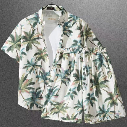 Short-sleeved Flower Shirt Hainan Island Clothing Beach Clothing Sanya Summer Weifeng Thailand Travel Men's Couple Summer Thin suit