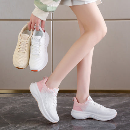 Summer Light Women's Shoes Soft Sole 2024 Flying Mesh Surface Breathable Feeling Running White sneaker Women's Tide