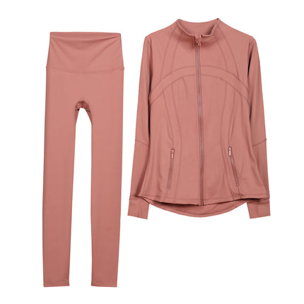 LULU Original Standard DF Yoga Suit suit Women's Top Long Sleeve Jacket Slim-fit Elastic Quick-drying Cropped Pants Fitness Running