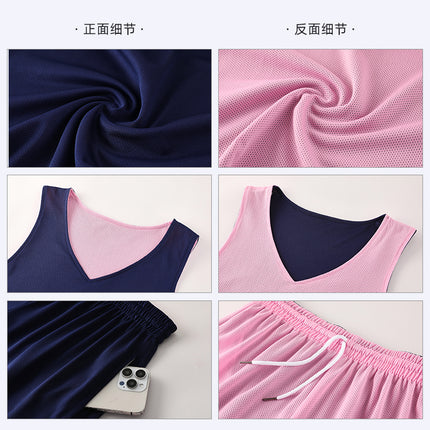 Double-Sided Basketball Uniform Suit Men's Printed Number Game Team Uniform Reversible American Jersey Adult Sports Training Uniform Vest