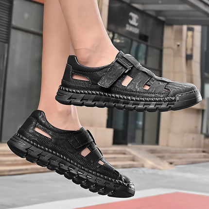 Amazon's Best-Selling New Summer Products, Large Size Hand-Stitched Casual Breathable Genuine Leather Toe-Cap Sandals and River Shoes