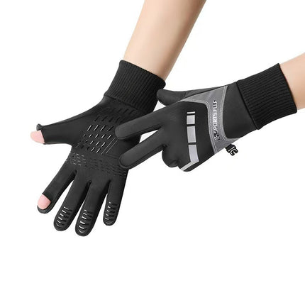 Autumn and Winter Cycling Gloves Warm Gloves Men's Touch Screen Fleece-Lined Waterproof Anti-Slip Sports Motorcycle Mountaineering Ski Gloves