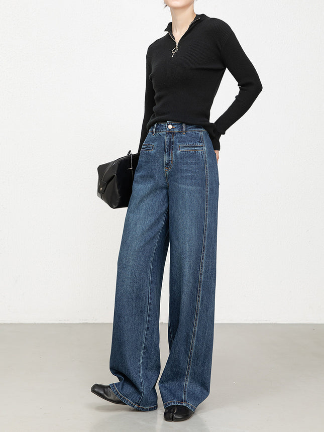 Miaoyu High-Waisted Wide-Leg Jeans for Women, 2026 Spring New Style, Versatile, Relaxed, Floor-Length