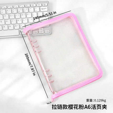 Japanese A5 Transparent Loose-leaf Black Glitter Zipper 6-hole Notebook Ins Style Star Chaser Ledger PVC Case