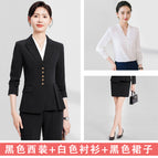 Black suit + white shirt + black skirt / S