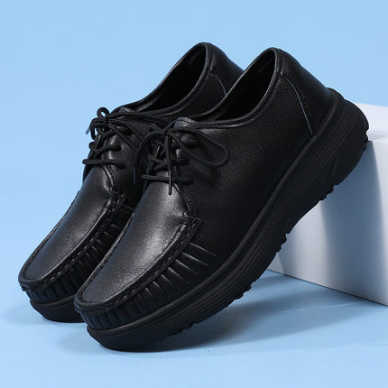in stock nurse shoes women's soft bottom not tired feet spring and autumn breathable lace thick bottom white black work shoes for cross-border foreign trade