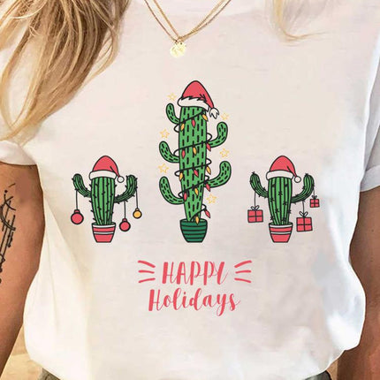Wholesale ladies blouse supply Christmas happy fashion cartoon bottoming shirt clothes
