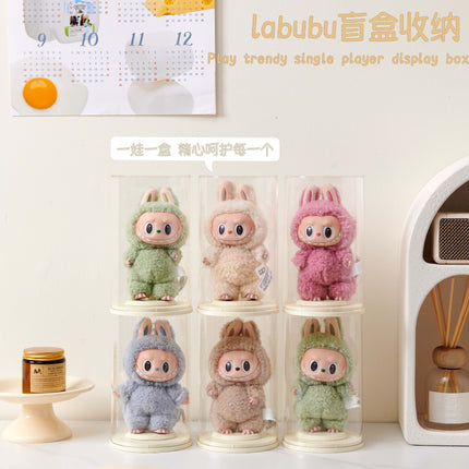 Labubu Sitting Party Doll Dust Cover Labubu Protective Case Vinyl Doll Stand Plush Display Box