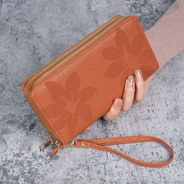 Antique Women's Double Zipper Wallet Large Capacity All-match Casual Long New Mobile Phone Bag Coin Purse Card Bag Multi-layer