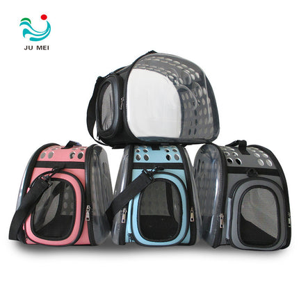 Cross-Border Direct Supply Amazon Pet Bag Portable Transparent Cat and Dog Backpack Foldable Breathable Portable Cat Bag