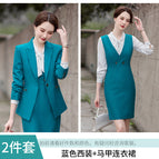 Blue suit + vest dress + shirt / S