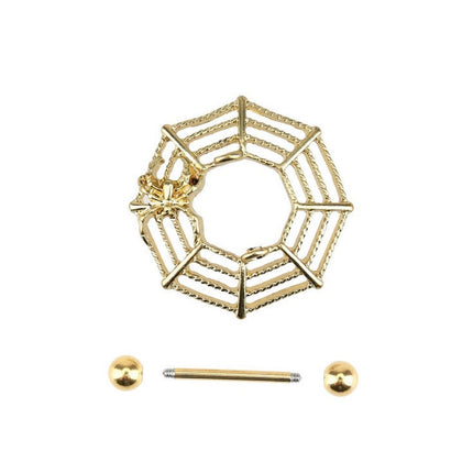 14G punk earrings stainless steel spider breast ring silver gold puncture wholesale foreign trade puncture perforation