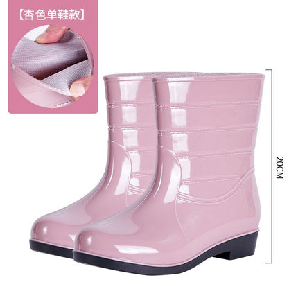 Women's Fashionable Low-rise Flat Rain Boots Cotton Rain Boots for Outer Wear Korean Style Fashionable Low-rise Women's Shoes for Kitchen Work