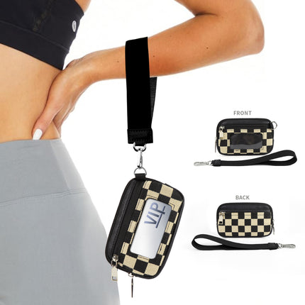 in stock Cross-border Explosions Lulu Same Style Transparent PVC Card Bag Wrist Bag Portable Bank Card Change Storage Bag