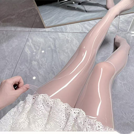 [Super Oily Bright Horse Oil Socks] 8D Super Oily Sexy Silky Socks White Reflective Thin Anti-Snatch Pantyhose Nylon