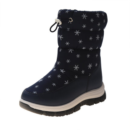 2026 Winter New Children's Snow Boots Snowflake High-Top Cute Fashionable Cotton Shoes Casual Soft Sole Warm