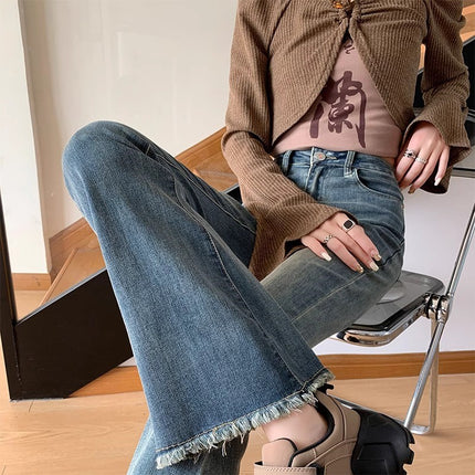 Vintage Micro-La Jeans Women's Trendy All-Match New High Waist Slimming Slim-Fit Stretch Spice Girl Rag Mopping Trousers
