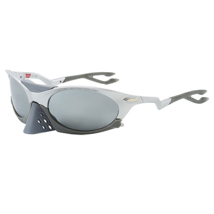 New European and American Cross-Border Sports Cycling Polarized Sunglasses for Men and Women, Personalized Trendy Eagle-Beaked Frog Web Sunglasses 9437