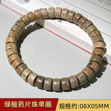 Green sandalwood small tablets Buddha beads Wen play bracelet sandalwood women's simple single circle small bracelet wholesale bracelet around the finger soft