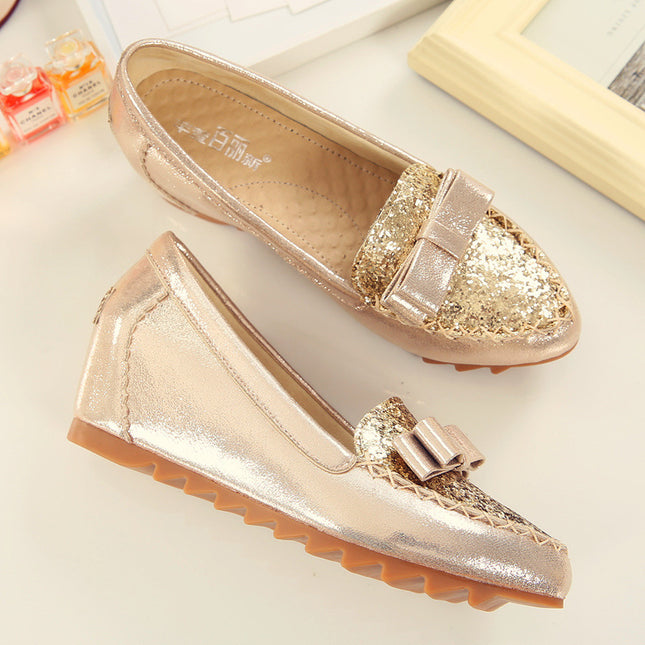 2026 Spring and Autumn New Versatile Height-Increasing Loafers Soft Sole Wedge Small Size Women's Shoes 31 32 33 34 Flats