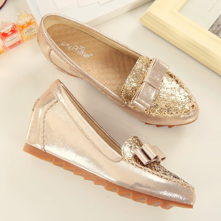 2026 Spring and Autumn New Versatile Height-Increasing Loafers Soft Sole Wedge Small Size Women's Shoes 31 32 33 34 Flats