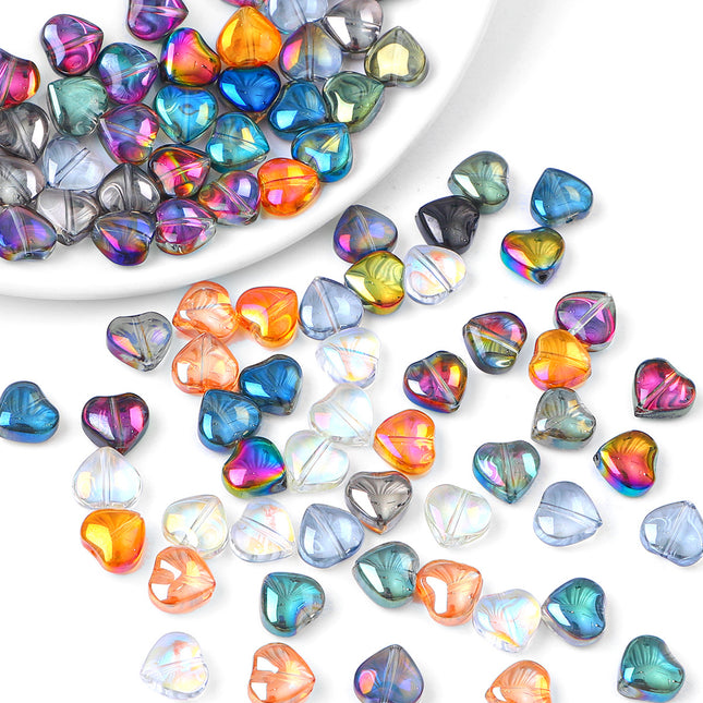 10mm Glass Color-Coated Peach Heart Crystal Beads Loose Beads DIY Handmade Necklace Bracelet Ear Jewelry Manufacturer Direct Sales Wholesale
