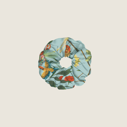 Summer New Flower and Bird Jungle Women's Twill Silk Decorative Large Intestine Hair Band Headwear Hair Accessories Hair Band PONYTAIL Headband