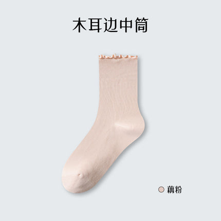 Summer socks women loose pile socks women summer thin breathable tube wooden ear cotton socks Zhuji socks wholesale
