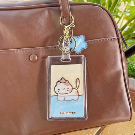 Cute Transparent Card Case Instagram Style Star-chasing Campus Meal Card Protective Case with Lanyard Bus Subway Star Card Pendant