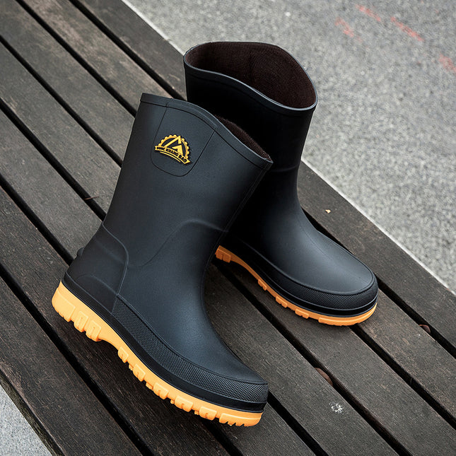Cross-border Korean fashion non-slip rain boots waterproof kitchen shoes fishing car wash men's rain boots tube