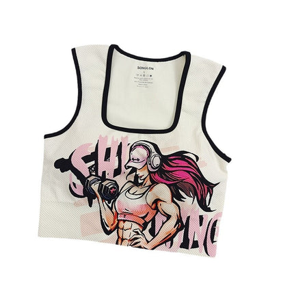 Girl's One-piece Cup Beautiful Back Vest Shockproof High Strength Fitness Golf Yoga Vest Women's Outer Wear
