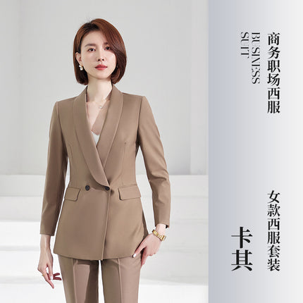 Khaki Professional Suit Men's and Women's Business Dress Executive Suit Tooling Real Estate Sales Office Work Clothes