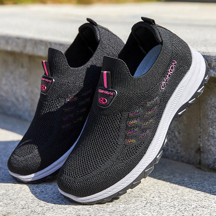 Women's Walking Shoes, Spring New Models, Foreign Trade Women's Shoes Wholesale, Breathable Slip-On Soft-Soled Shoes for Middle-Aged and Elderly Mothers, Dropshipping