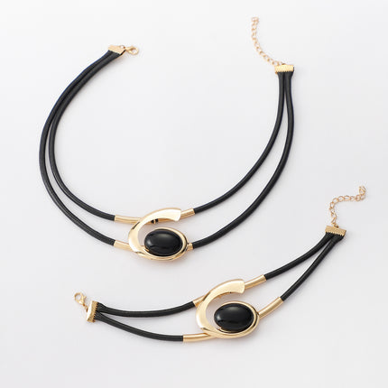 Bohemian Style Necklace Bracelet Set Black Acrylic Snail Set Combination Ladies Necklace Bracelet
