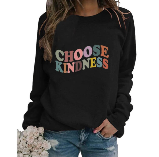 Amazon cross-border foreign trade Europe and the United States choose kindness printing round neck ladies sweater European code plus size
